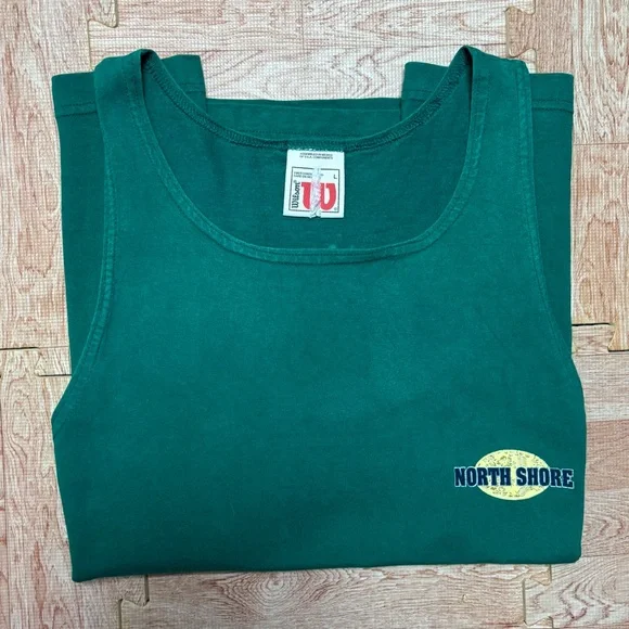 VTG Wilson North Shore Hawaii Surfing Tank Top Large Green Sleeveless Shirt RARE - Picture 15 of 15